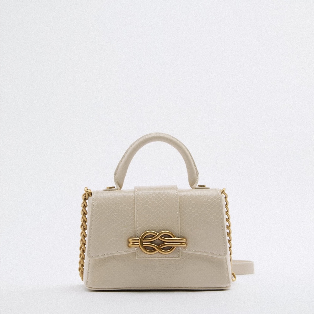 Zara Ivory Metal Buckle City Bag - with Tag